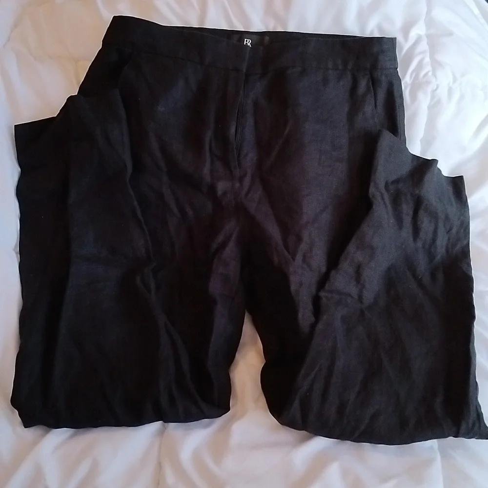 Banana Republic Black Cropped Linen Pants - 2